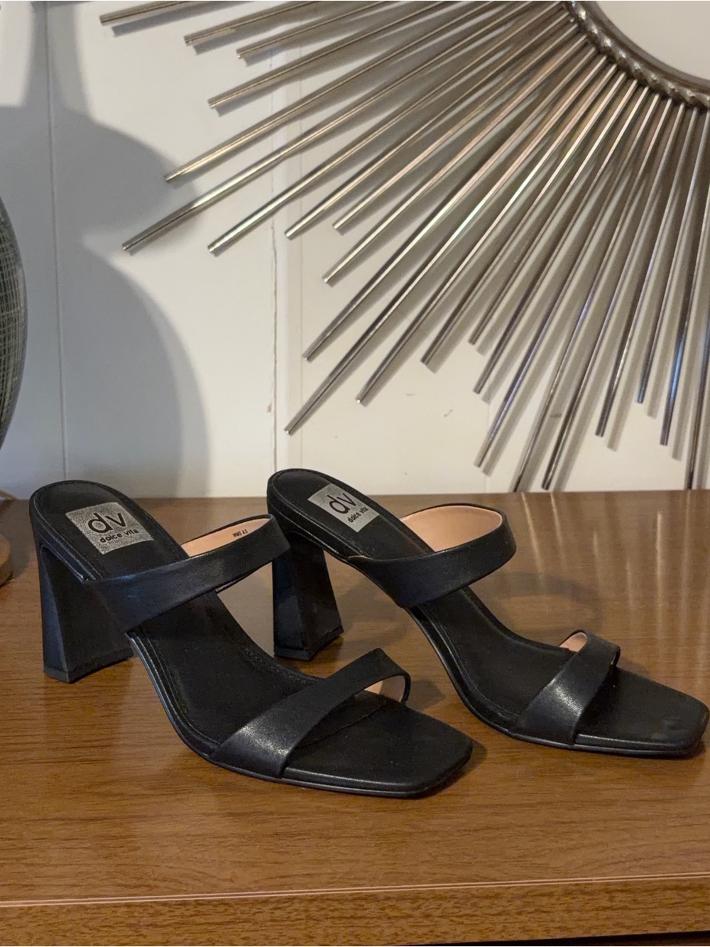 Dolce Vita Black Double-Strap Block Heel Sandals